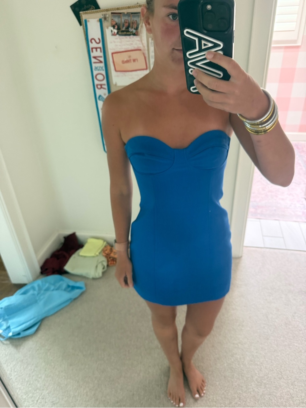Shona Joy Strapless Cobalt Blue Bodycon Mini Dress